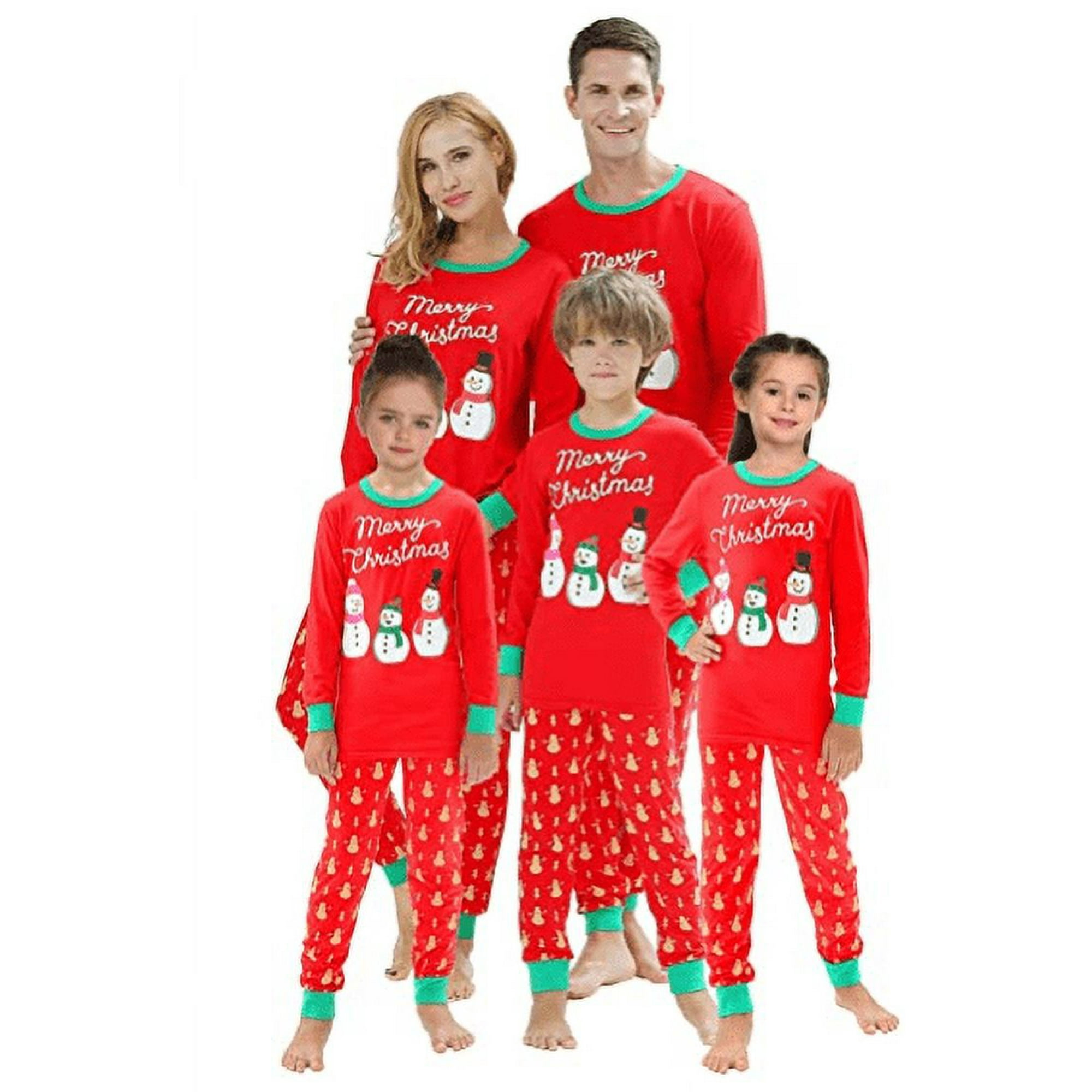 Family Matching Christmas Pajamas for Adult Snowman Sleepwear Cotton PJs Men Women Pants Set