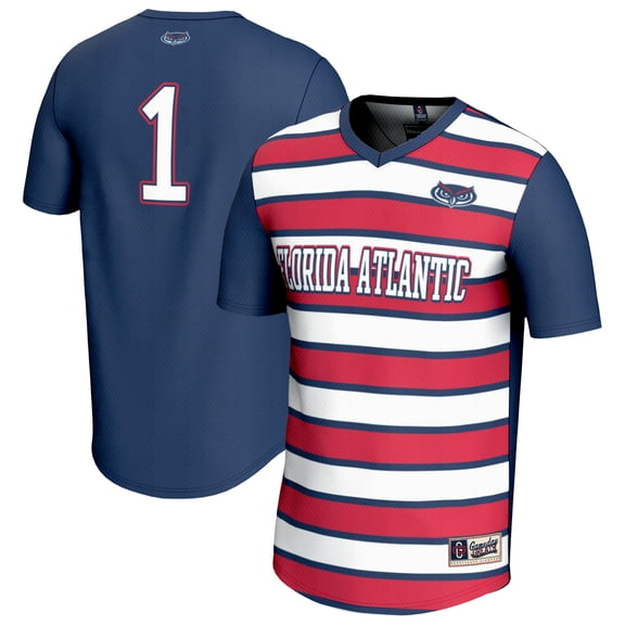 Unisex GameDay Greats  Navy/Red #1 Florida Atlantic Owls Lightweight Collegiate Soccer Fashion Jersey