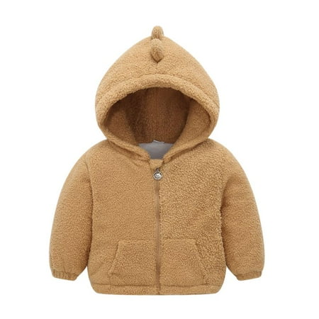 

Esho Little Boys Girls Dinosaur Hooded Coats Toddler Winter Warm Plush Zipper Jackets Outwear 1-6T