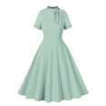 thumbnail image 2 of Busydd Womens 1950s Vintage Dress Fashion Bow Short Sleeve Cocktail Dresses Solid Color Flowy Midi Dress Formal Party Prom Dress Elegant Homecoming Dresses, 2 of 7