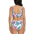 thumbnail image 3 of Kdxio Hawaiian Style Print Women's 2 Piece High Waisted Wrap Spaghetti Strap Summer Swimsuit Bikini Set-XX-Large, 3 of 7