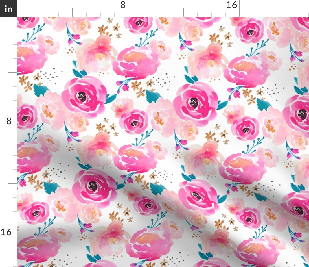 Bloom Pink Teal Floral Indy Design Punchy Fabric Printed by Spoonflower BTY  - Walmart.com