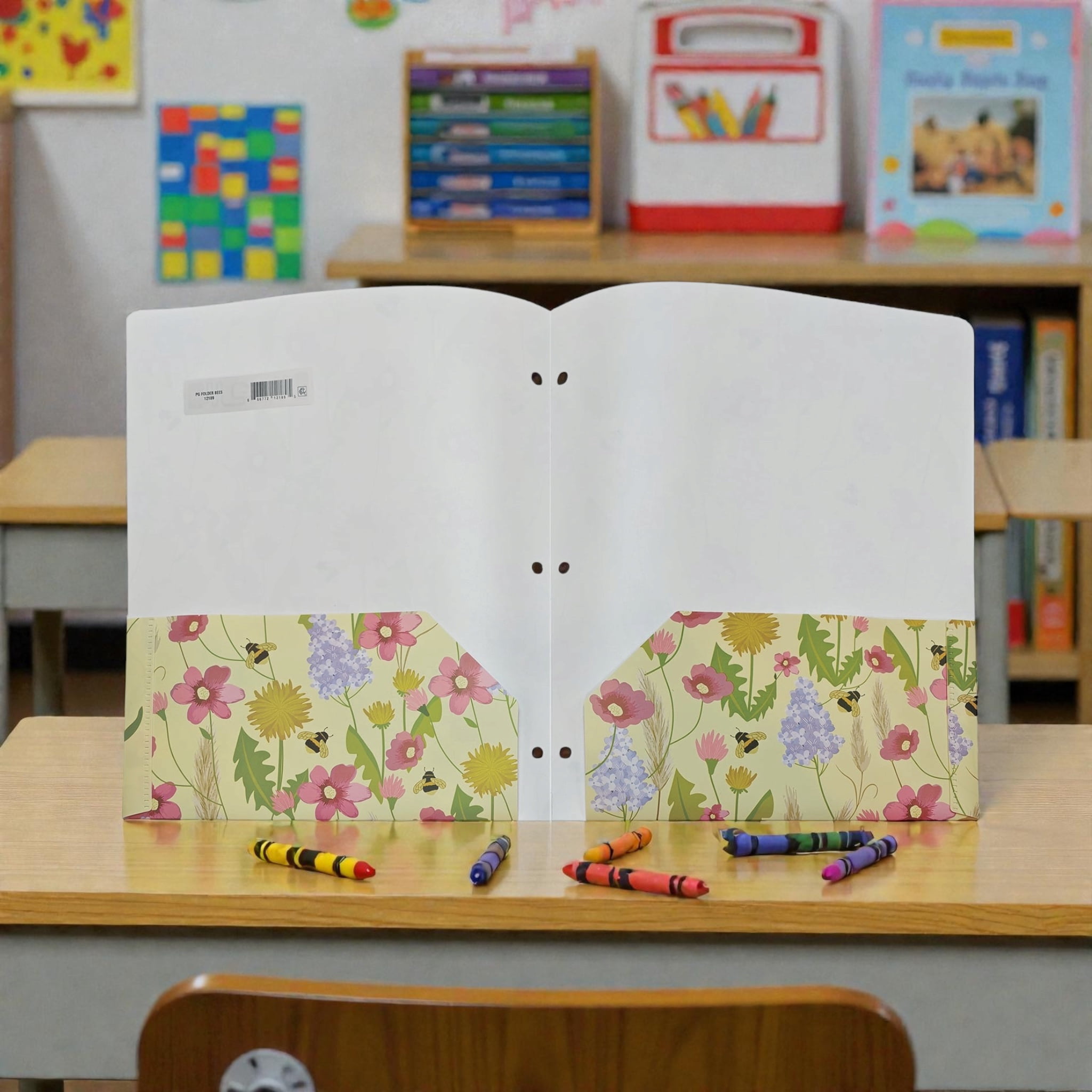 Pen+Gear 2-Pocket Poly Folder, Multicolor Bees and Flowers
