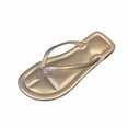 thumbnail image 2 of PiGOGI Women's Round Toe Flip Flops Cushioned Footbed Non-Slip Comfortable Beach Sandals Summer Silver 5.5, 2 of 7