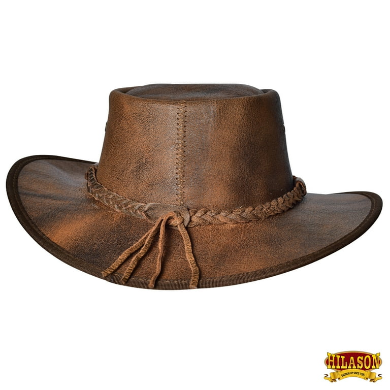 19EQ Small Crushable Cow Leather Redish Brown Cowboy Hat Hilason