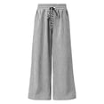 thumbnail image 4 of VEKDONE Womens Drawstring Wide Leg Pants Casual Elastic High Waist Striped Palazzo Trouser Loose Fit Lightweight Beach Lounge Pants with Pockets Black XXL, 4 of 9
