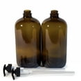 thumbnail image 4 of Botellas de vidrio Vivaplex de 32 ml, color ámbar, con bombas de loción negras, x2, 4 of 6