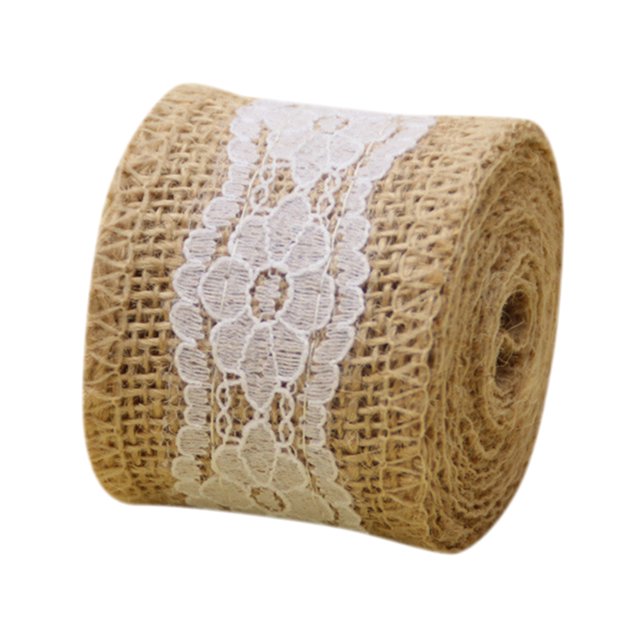 CAROOTU Rustic Burlap Lace Ribbon Roll for Burlap Decoration Wedding Party Decor Home Embellishment DIY
