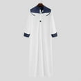 thumbnail image 5 of Contrast Color Muslim Dress Muslim Thobe with Long Sleeve Mandarin Neck Men Robe, 5 of 14