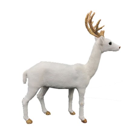 Standing D oll New Year Simulation P lush white elk Christmas white reindeer Sika deer model Merry Christmas 1-STRAIGHT