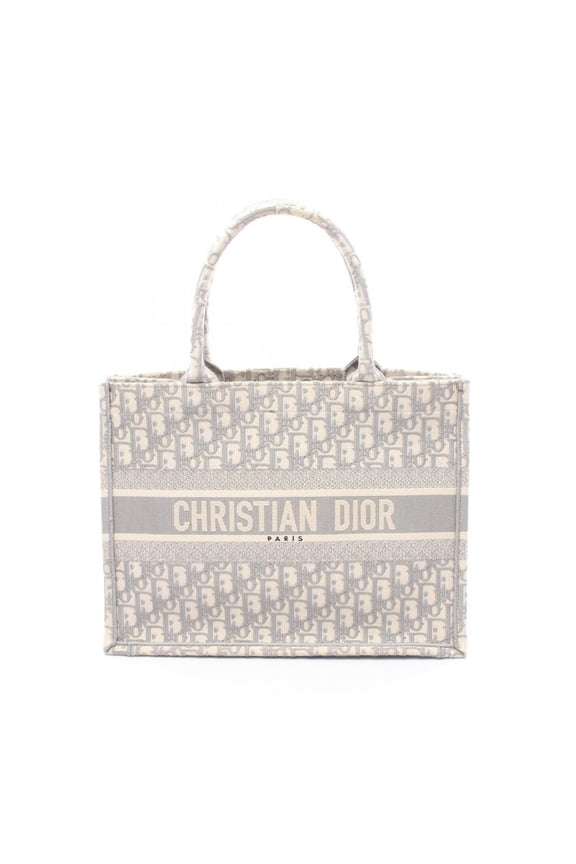 Pre-Owned Christian Dior Dior BOOK TOTE Medium Tote Bag Handbag Canvas Women's Gray/White...