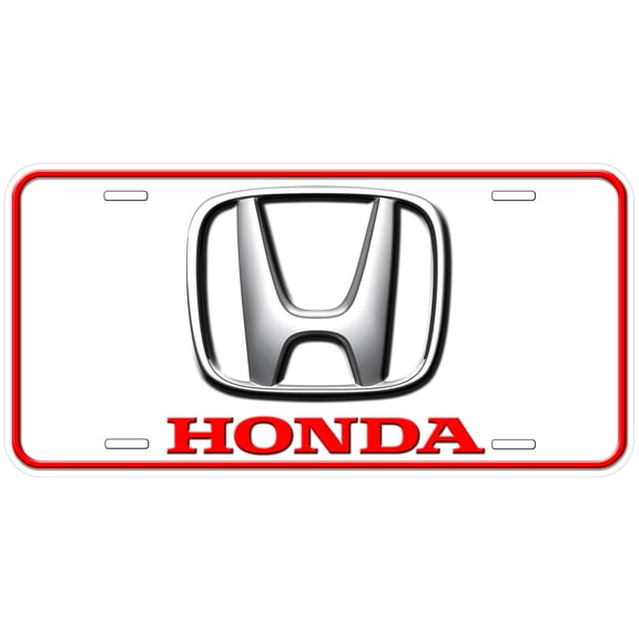Honda White Flat Novelty Car Auto License Plate