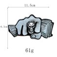 thumbnail image 2 of Hebilla de cinturón con forma de calavera, puño y dinero para hombre, aleación, 61 g, 11,5 x 6,3 cm, 2 of 3