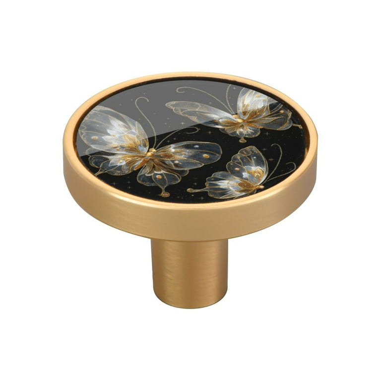 gold butterfly dresser knobs Cabinet Pulls Modern Black Wardrobe Knob Cabinet Pulls — Goldenwarm main image 0