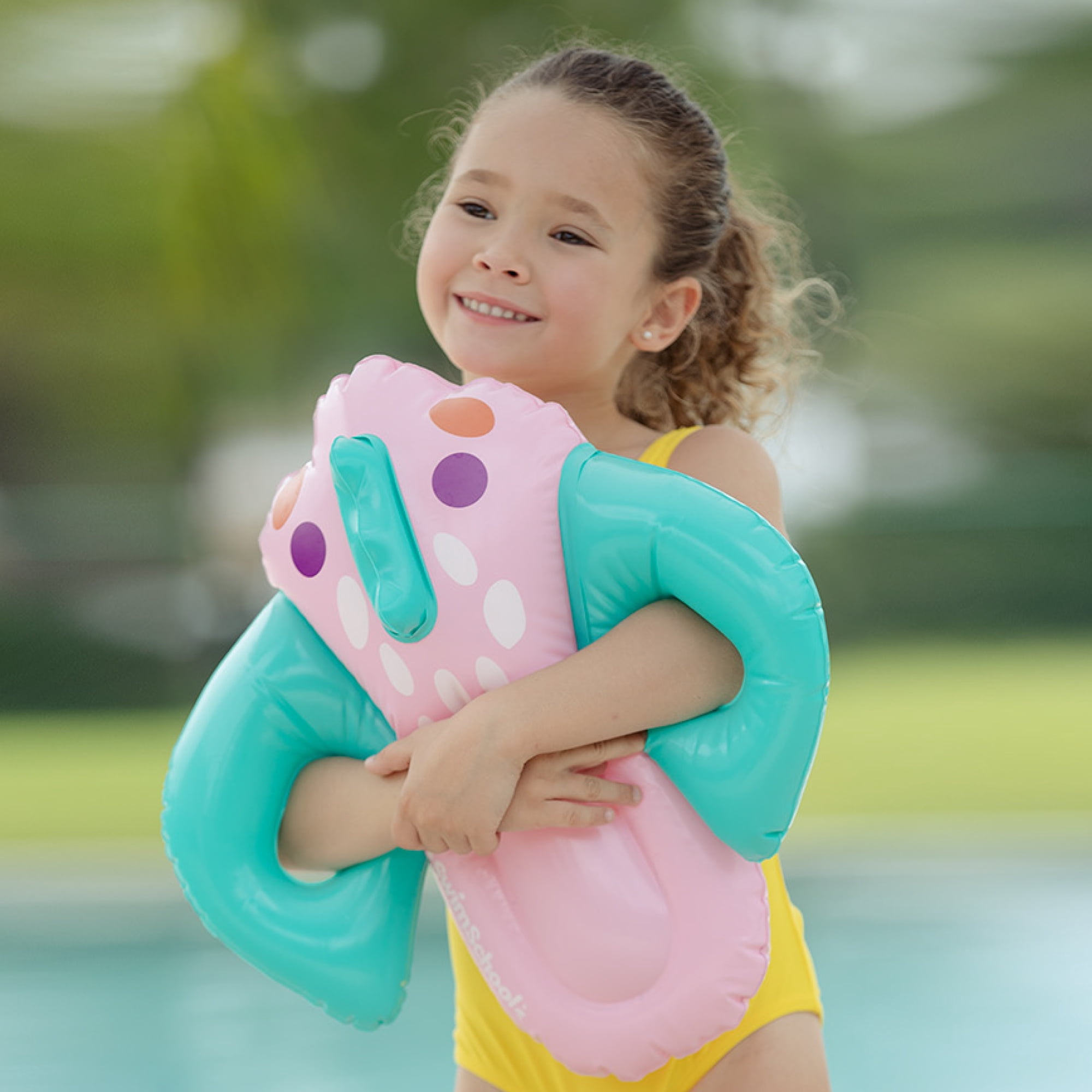 SwimSchool Inflatable Pink Fish Pool Float, Kids Swimming Kickboard, Pool Toy, Ages 5+