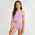 thumbnail image 2 of RMGVDSD Tankini Swimsuit For Girls Two Piece Bathing Suit Solid Color Swimwear Strappy Tankini Top And Bikini Bottoms Summer Kids Swim Suits Beachwear 9-10 Years, 2 of 6