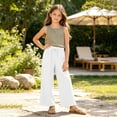 thumbnail image 2 of Girls Wide Leg Sweatpants Textured Cotton Joggers High Waist Loose Pockets Soft Casual Sport Pants Baggy Causal Open Bottom, 2 of 9