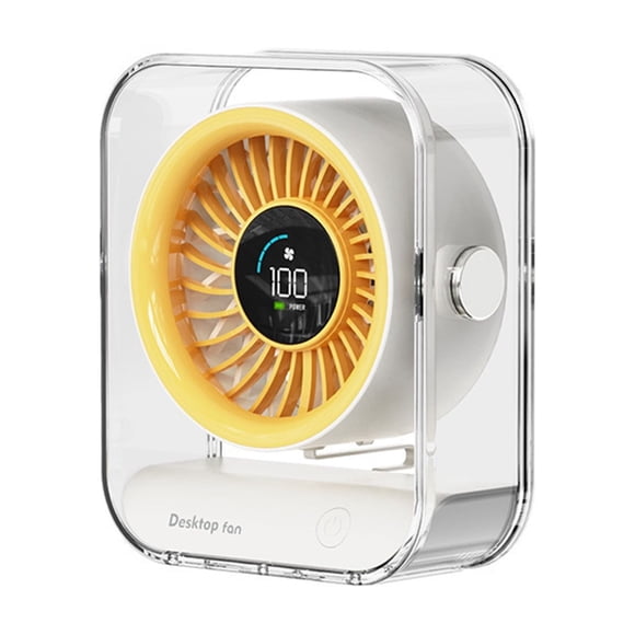 Wosthever Mini ventilador de escritorio portátil para el hogar, batería de 4000 mAh, pantalla LED de nivel de batería, ventilador portátil, Electrodomésticos amarillo