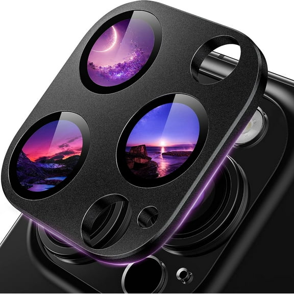 for iPhone 14 Pro/iPhone 14 Pro Max Camera Lens Protector,Matte Alloy [Upgrade Strong Adhesion] [No Affect Picture Quality] Metal Glass Camera Screen Protector Cover Accessories,Black