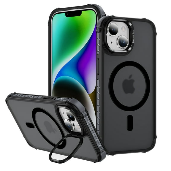 ShellTech for iPhone 15 Case,Magnetic Case for iPhone 15 with Stand,[Compatible with MagSafe] Anti-Slip Drop-Proof Protective Cover for iPhone 15 6.1 inch,Black