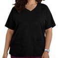thumbnail image 2 of Htigea Plus Size Short Sleeve Tops for Women Oversized V Neck Scrub Uniform T-Shirt Summer Loose Workwear with Pocket Black XXXL, 2 of 6