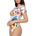 thumbnail image 2 of Gaeub Flowers Birds And Butterflies Women'S Short Sleeve One Piece Swimsuit Sexy High-Waisted Bodysuit For Swimming, Beach, Sports - X-Large, 2 of 9