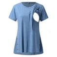 thumbnail image 2 of ZTTD Womens Maternity Summer Short Sleeve Side Button Crew Neck Solid Color Nursing Tops T Shirt for Breastfeeding Blouse, 2 of 8