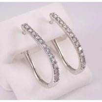 "Woman Huggie Hoop Earrings 2Ct Round Cut Diamond 14K White Gold Plated"