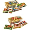 Melissa & Doug Animals 4-in-1 Wooden Jigsaw Puzzles Set, Pets and Farm