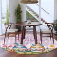 thumbnail image 4 of Easter Gnomes Bunnies Round Area Rugs Collection 7', Spring Easter Eggs Floral Purple Plaid Non Slip Indoor Circular Throw Runner Rug Floor Mat Carpet for Living Room Dining Table Bedroom Nursery, 4 of 9