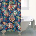 thumbnail image 5 of Small Stall Narrow Shower Curtain 36"W x 72"L – Tropical Bohemian Leaves, Mid-Century Abstract Boho Botanical Bathroom Decor, Vintage Floral Palm Leaf Pattern, Rustic Tribal Folk Style, 5 of 5