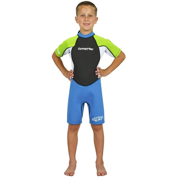 Hyperflex Unisex Access 2MM Springsuit Wetsuit, Kids, Green/Blue, 8