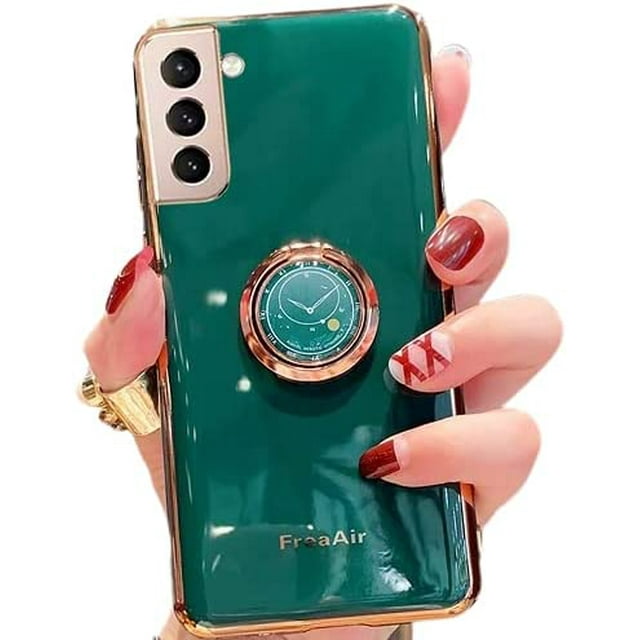 For Samsung Galaxy S20 Ultra Dark Green Ring Case Luxury Stream Plating Elegant Cover Case