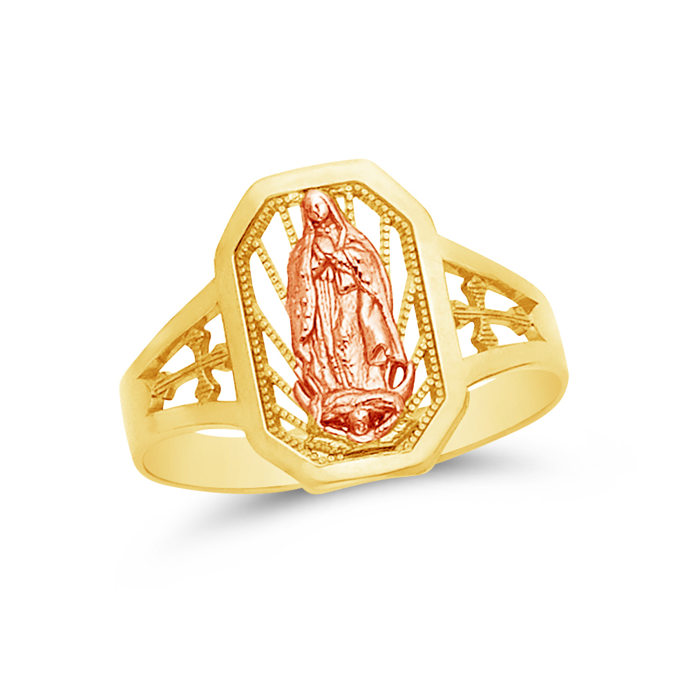 14k Two Toned Gold Our Lady of Guadalupe Virgin Mary Religious Ring ...