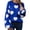 Blue, variant on Women Heart Print Knit Pullover Sweater Casual Long Sleeve Vintage Round Neck Loose Tops Fall Streetwear