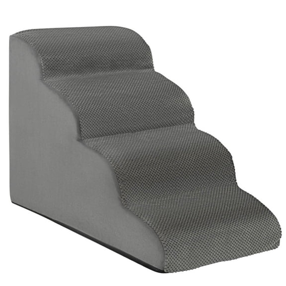 4-Tier Foam Non-Slip Dog Steps with Washable Zippered Cover-Gray, Dog Stairs for Small Dogs, Dog Steps Stairs Ramps for High Bed Couch