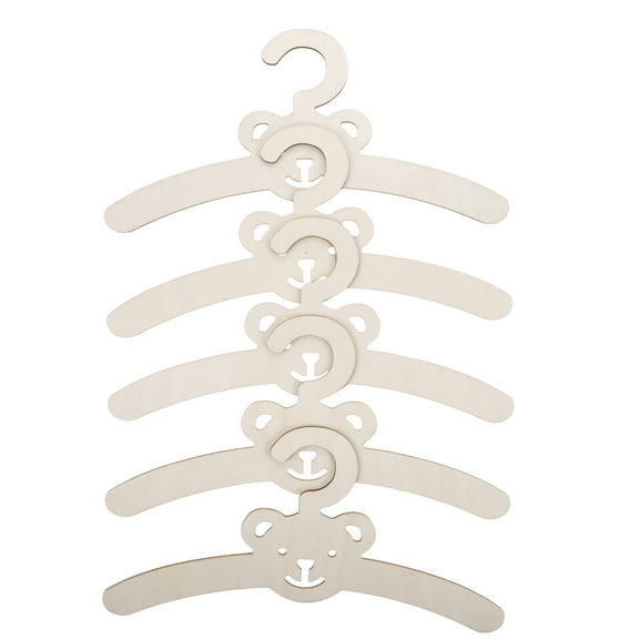 Wooden Kids Clothes Hangers for Closet with Spacesaving Design Ivory Color and Reliable 5 Pieces