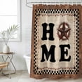 thumbnail image 4 of Western Texas Star Vintage Bathroom Shower Curtains with 12 Hooks Polyester Waterproof Shower Curtain for Stalls Bathtubs HOME Buffalo Plaid Brown Farmhouse Decorative Bathroom Curtain 36x72 Inches, 4 of 9