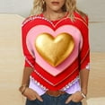 thumbnail image 2 of BLVB Womens 3/4 Sleeve Crew Neck T-Shirts Valentina's Day Spring Shirts Love Heart Printed Graphic Tees Tops Gifts, 2 of 6