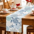 thumbnail image 5 of Coastal Sea Turtle Table Runner 90 Inches, Nautical Ocean Creatures Starfish Bed Runner Dresser Scarves Tabletop for Indoor Outdoor Parties/Ceremony/Banquet, 13" x 90", 5 of 9