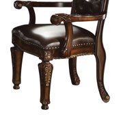 ACME Vendome Dining Arm Chair in PU and Cherry (Set of 2)