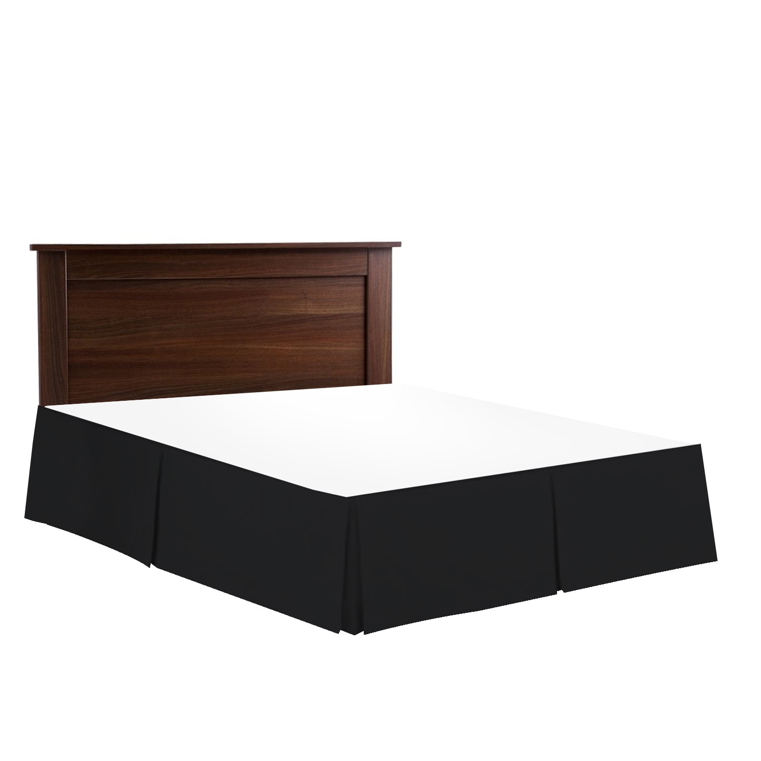 14" Tailored Pleated Bed Skirt Dust Ruffle, Full XL, Black, by Clara Clark