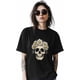 thumbnail image 2 of T Shirts for Women,Daisy Flower Skull T Shirt Short Sleeve Loose Fit Tee Tops Crewneck Womens Casual T-Shirts for Teen Girls, 2 of 8