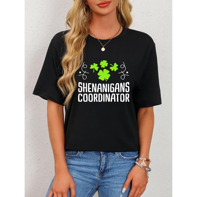 Camiseta estampada 100 % algodón para mujer, de manga corta y cuello redondo, ideal para uso diario y para el tiempo libre.