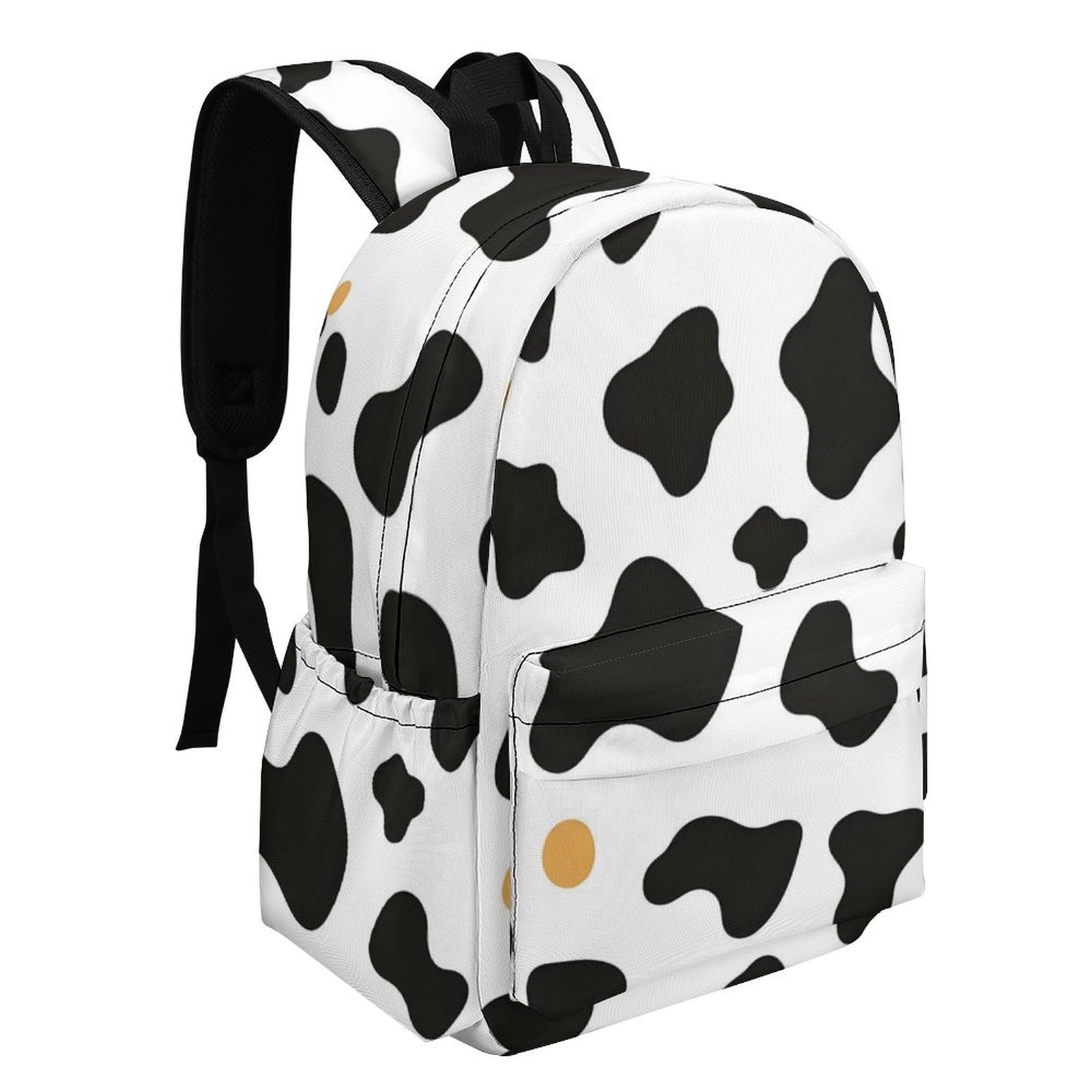Large Capacity Half Print Backpack 11.8×16.5×5.9in Multifunctional Zipper Design Convenient Switch Simple Cow Print Pattern, Vector Art Style_2