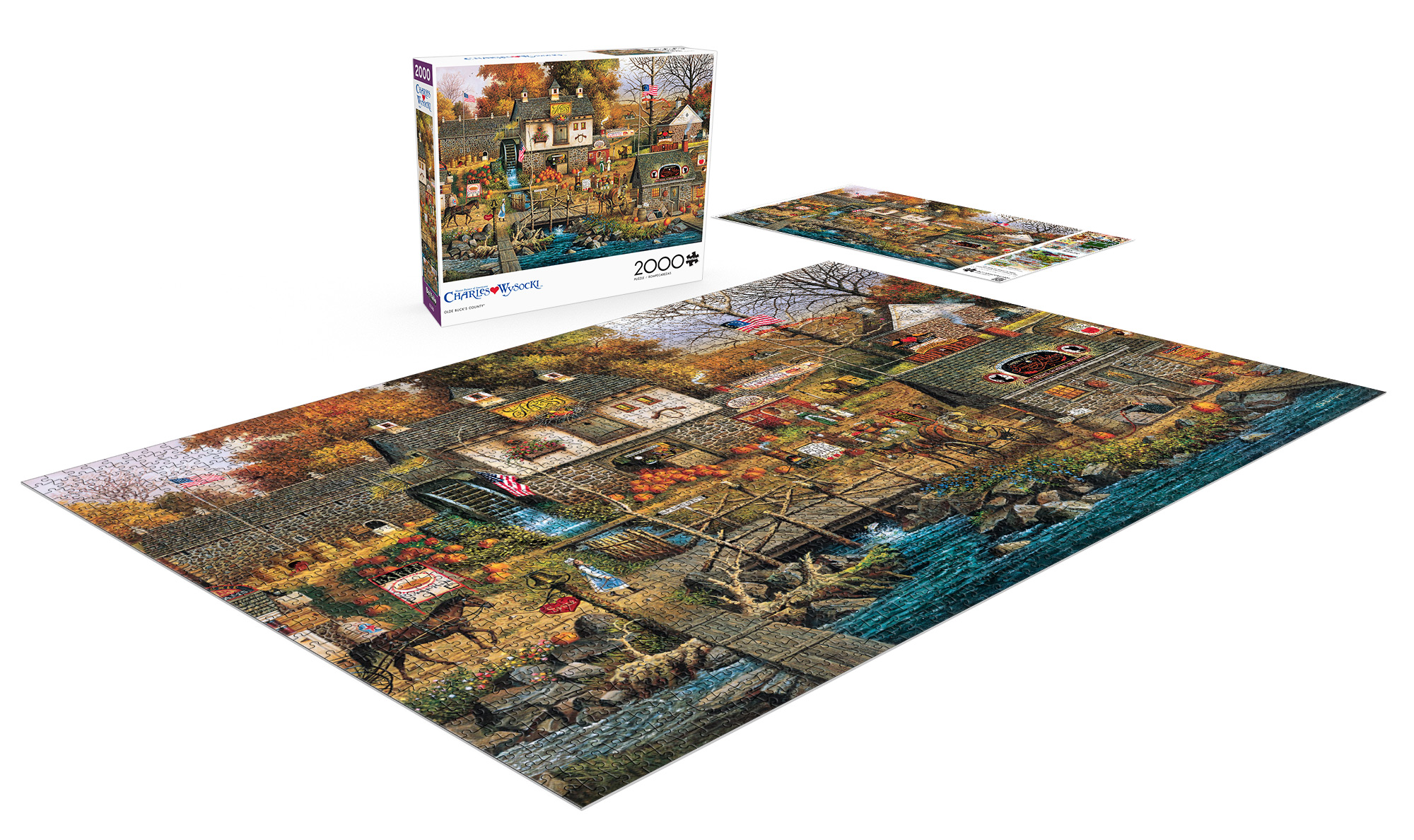 Buffalo Games 2000-Piece Charles Wysocki Olde Buck's County Interlocking Jigsaw Puzzle