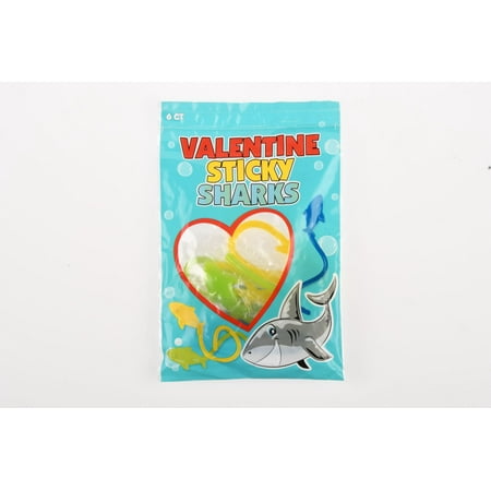 Way To Celebrate Valentine's Day Sticky Sharks, 6 Count