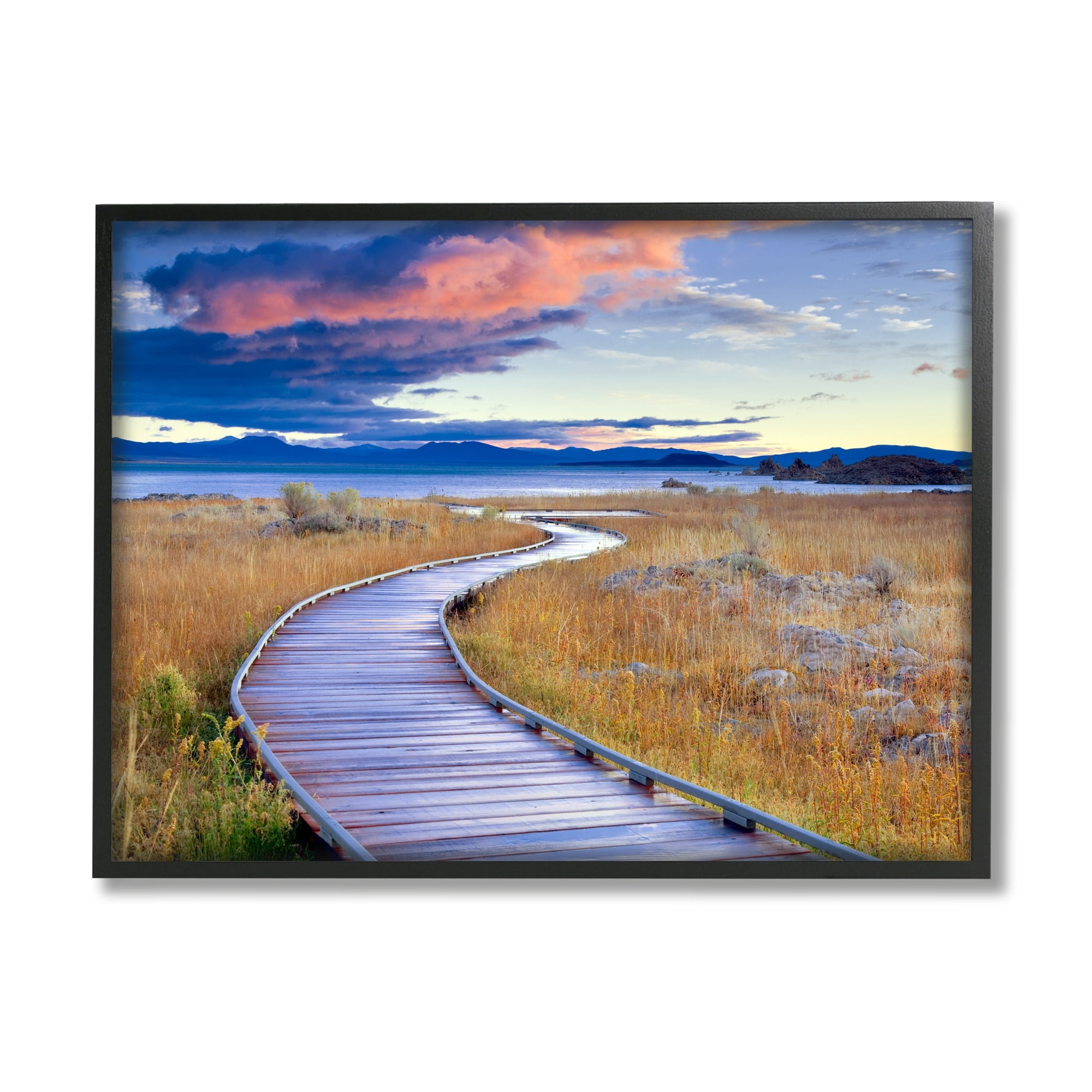 Stupell Industries Coastal Boardwalk Sunset Coastal Photography Gray Framed Art Print Wall Art