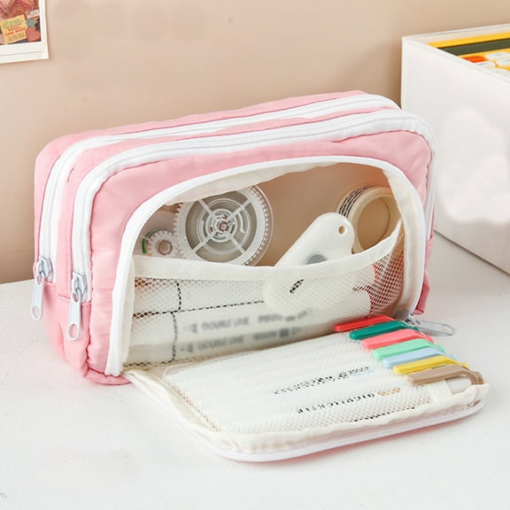 Tyidzon Portable Pencil Case with Multiple Pockets, Large Capacity Pencil Bags with Zipper, Durable Pencil Bag for Travel Stationery Makeup Bag Office Supplies