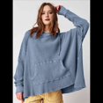 thumbnail image 4 of Sudadera con Capucha Extragrande para Mujer, Jersey con Mangas Murciélago y Cuello Redondo, Jersey con Diseño de Gofre Azul L, 4 of 9
